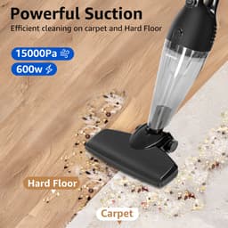Aigostar 30ENC - 4-in-1 Steelstofzuiger - Stokstofzuiger - Zakloze Stofzuiger - Met HEPA-filter - 7 Meter Kabel - 600W - Zwart — thumbnail 2