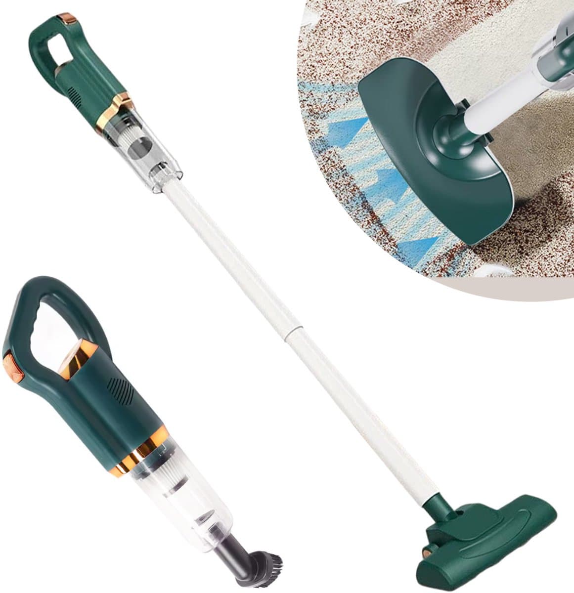 Draadloze Stofzuiger - 8500 Pa Zuigkracht - 75 W - 1500 Mah Lithiumbatterij - 700 ML Stofreservoir - Draadloze Handstofzuiger voor Thuisgebruik - Groen — afbeelding 1