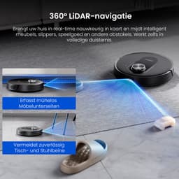 Proscenic Q8 Max+ - Robotstofzuiger met Dweilfunctie - Robotstofzuiger met Reinigingsstation - 10,000 Pa Zuigkracht - Objectdetectie en Vermijding - Automatisch Leegstation - LiDAR Navigatie — thumbnail 5