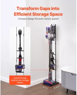 Cherrys Finds - Stofzuiger Standaard - Stofzuigerstandaard Dyson - Stofzuigerstandaard Dyson En Andere Stofzuigers - Stofzuigerstandaard Voor Dyson - Stofzuiger Houder - Stofzuigerhouder - Stofzuiger Rek - Opbergstandaard - Mat Zwart — thumbnail 4