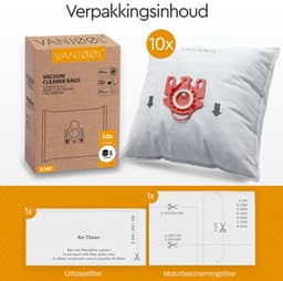 VANJOOL® Stofzuigerzakken voor Miele F/J/M – Geschikt voor Compact C1 / C2 complete C1 Hoover, Otto, Weltstar – 10 Stuks + 2 Filters – Sterke Filtratie & Perfecte Pasvorm — thumbnail 5