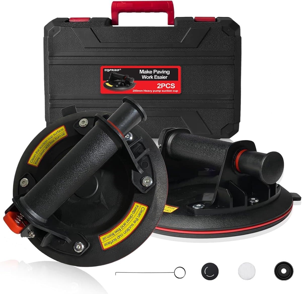 Set van 2 vacuüm zuignappen 20 cm voor glas en tegels met 230 kg draagkracht — afbeelding 1