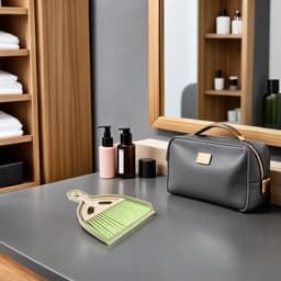 Mini Bureau Bezem - Stofblik Set - Tafel Schoonmaken - Geruisloze Reiniging - 18.5 cm - Groen — thumbnail 4