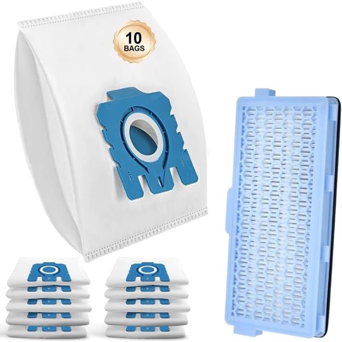 10 stuks - geschikt voor Miele stofzuigerzakken met Miele stofzuiger Complete C3/Complete C2/Classic C1/S5/S8, 3D Efficiency GN stofzuigerzakken met 1 HEPA-filters - geschikt voor Miele stofzuigers S4000 - S5000 - S6000 — afbeelding 1