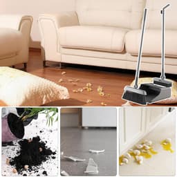 Stoffer en blik set - Reinigingsgereedschap - Efficiënt schoonmaken - Lange handgrepen - 3-delig - Grijs — thumbnail 4