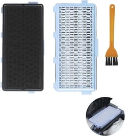 Vervangingsfilters (twee stuks) geschikt voor Miele Complete C1 C2 Active AirClean SF-HA 50 stofzuigers; ook geschikt voor Miele Compact C1 C2 S8340 stofzuigers; en S4, S5, S6 en S8 serie stofzuigers geschikt voor borstelkop (blauw). — thumbnail 1