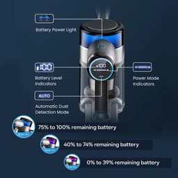 Genet 7 Store - Draadloze Steelstofzuiger 55KPa - 1L Stofbak - LED Batterijdisplay - Ideaal voor Dierenharen, Tapijten en Banken - Gold en Blauw — thumbnail 2