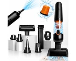 Mondura Auto Stofzuiger 15.000 Pa - Handstofzuiger - Kruimeldief Snoerloos 3-in-1 – Mini Kruimelzuiger Voor Hondenharen – Air Duster – 6 Opzetstukken