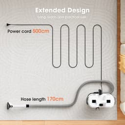 ELVENTO Tapijtreiniger machine - Vlekkenreiniger - Bank reiniger - Carpet cleaner - Wit - 13,5 kPa zuigkracht - Dubbel tanksysteem — thumbnail 5