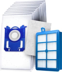10x Dparts S-bag stofzuigerzakken en 1 HEPA filter - geschikt voor Philips en AEG - voor series VX6 VX7 PerformerPro Performer Expert Silent Ultimate Expert - nr. Classic Long Performance - PH99 - FC8021/03 - FC8021/05 - GR201S - GR201SM — thumbnail 1