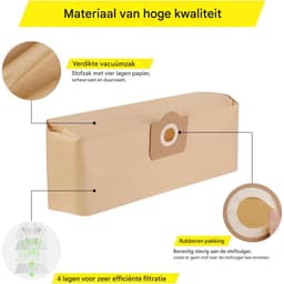 6.959-130.0 Papieren stofzak - voor Karcher stofzuigerzakken - Nat en droog vervangingsstofzuigers - Karcher WD3 WD3 Premium SE4001 MV3 WD3200 WD3500P A2204 A2534 Stofzuigerzakken - 10 stuks — thumbnail 3
