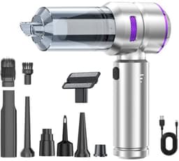 Mini Auto Stofzuiger,22000PA 4-in-1 snoerloze handheld stofzuiger met Brushless Motor Built-in 6000mAh batterij Type C Air Duster & Air Blower & pomp voor auto, kantoor — thumbnail 2