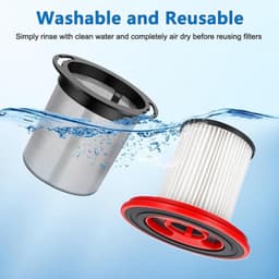 Vervangingsfilter voor Bosch Unlimited Serie 7 Steelstofzuiger – Wasbaar RVS HEPA-filter, Set van 2 met Voorfilter en Reinigingsborstel — thumbnail 2
