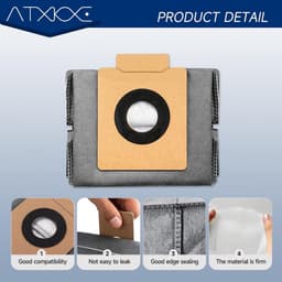 X10 stofzakken geschikt voor Eufy X10 Pro Omni robotstofzuiger en X8 Pro met zelfleegende station - 4-laagse vervangende zakken - 20 stuks — thumbnail 4