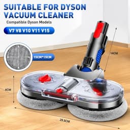 VHV - Elektrische vloerwisser - Mop & Dweil Opzetstuk - Geschikt voor Dyson V7 V8 V10 V11 V15 Steelstofzuiger - Stofzuigermond voor Nat & Droog - Inclusief 6 Dweilpads — thumbnail 3