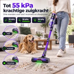 VOLOSON DSV112A draadloze steelstofzuiger - 55 kPa - 550 W - tot 65 min - touchscreen - paars — thumbnail 4