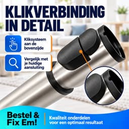 Fixem Zuigbuis geschikt voor Miele alle modellen - telescoopbuis Click Systeem 35mm - 62 tot 104 cm - RVS — thumbnail 2