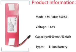 Stofzuigeraccu - 6500 mAh - 14,4 V - voor robotstofzuiger — thumbnail 4