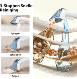 Vlekkenreiniger, draagbare tapijt- en bankreiniger met dubbele watertank, 2 borstels, krachtige zuigkracht voor tapijt, bank, matras en stoffen bekleding — thumbnail 4