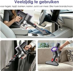 Hiazurm Steelstofzuiger Draadloos - 70 min Gebruikstijd - 50000 Pa - Buigbare Steel - 2-in-1 Kruimeldief - OLED-display - 1,6L - Paars — thumbnail 3