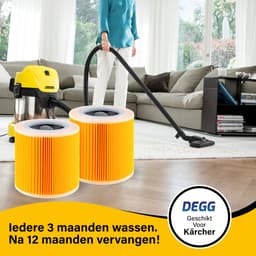 DEGG® – 3x Patroonfilter met Sluitschroeven – Geschikt voor Kärcher WD1, WD2, WD3 & A-Series – Nat/Droog Stofzuiger Filter – Ideaal tegen Fijnstof & Geuren – Premium Cartridgefilters — thumbnail 4
