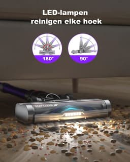 Krachtige Draadloze Steelstofzuiger met LED Display en Anti-Tangle Borstel voor Tapijten en Harde Vloeren — thumbnail 5