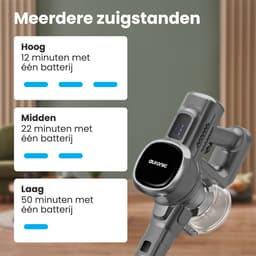 Auronic Steelstofzuiger Draadloos 220W - Draadloze Stofzuiger - HEPA Filter - Zelfstaand - Op Accu - Zonder Zak - Kruimeldief - Vacuum Cleaner - Grijs — thumbnail 5