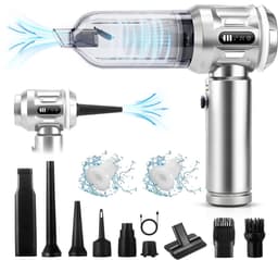 Glitzerlife Handstofzuiger, Accu, Mini-Stofzuiger, Draadloos, 25000 Pa, Handstofzuiger, Sterk, 4-In-1 Autostofzuiger Met Borstelloze Motor, 3 Standen, DraagGlitzerlife -bare Stofzuiger Voor Auto - Zilver-Wit — thumbnail 1