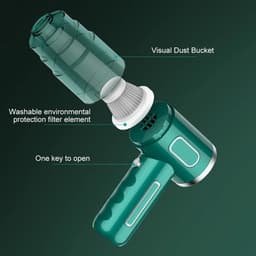 Draadloze Auto Stofzuiger - Kruimelzuiger Handheld - Auto Interieur Reinigen - Sterke Zuigkracht Nat Droog - 500 Gram Lichtgewicht - Groen — thumbnail 3