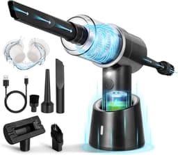 MELVRA Draadloze Handstofzuiger - 3-in-1 Elektrische Persluchtstofzuiger - Oplaadbaar - Mini Stofzuiger voor Auto en Huisdierenhaar - Opgewaardeerd Model - Zilver Zwart — thumbnail 1