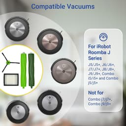 J-serie vervangende onderdelen accessoires Geschikt voor iRobot Roomba J5 J5+ J6 J6+ J7 J7+ J8 J8+ J9 J9+ Robotstofzuiger Attachment Kit, 1 hoofdborstel, 5 zwarte zijborstels, 5 filters (niet voor Combo j7+/j9 — thumbnail 3