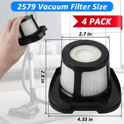 Geschikt voor 4 stuks 2579 vervangende filters voor handstofzuigers, geschikt voor Bissell Pet Hair Eraser lithium-ion handstofzuigerfilters 2390, 2389, 2390A en 2284W. Vervangt 1614212, 1614203 en 1614204. — thumbnail 3