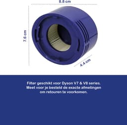 Multaparts® HEPA Filter cassette (set van 2 stuks) geschikt voor Dyson V7 / V8 series | Hoge luchtfiltratie voor schone lucht | Meet op voor je besteld | Vervanger voor Dyson 967478-01 — thumbnail 2
