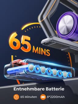 Draadloze Stofzuiger - Steelstofzuiger Krachtig - Huis Snel Schoon - Touchscreen Controle - 65 Min Looptijd - Paars — thumbnail 4