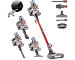 Draadloze Steelstofzuiger 600W - 58kPa - 4 Standen - LED Display - Voor Huisdierharen, Tapijt & Auto