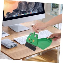 Stoffer en Blik Set - Mini Bezempje - Bureau Schoonmaken - Compact Ontwerp - 23 cm - Groen — thumbnail 3