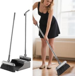 Bezem en Stofblik Set - Veegset Schoonmaak - Vloeren Schoonmaken - Roestvrije Materialen - 3 Stuks - Niet gespecificeerd — thumbnail 5