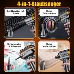 Handstofzuiger - Zwart - Accu met 26000 PA Zuigkracht - Draadloze Stofzuiger voor Auto en Huishouden — thumbnail 3