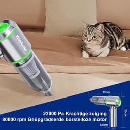 Draadloze Auto Stofzuiger - Zilver - Handheld Accu Stofzuiger met Krachtige Cyclonische Zuigkracht - Voor Auto's en Huizen — thumbnail 2