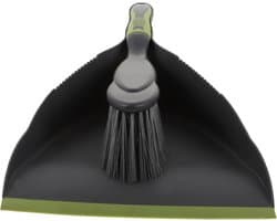 Bezem Vuilblik Set - Mini Stoffer Blik - Bureau Schoonmaken - Compact Ontwerp - 32.5 cm Lengte - Zwart Grijs