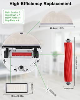 Reserveonderdelen, accessoires, geschikt voor Roborock Q7/Q7+/Q7 Max/Q7 Max+ stofzuiger, 2 hoofdborstels, 4 schoonmaakdoeken, 4 HEPA-filters, 7 zijborstels, 1 borstelreinigingsgereedschap, — thumbnail 5
