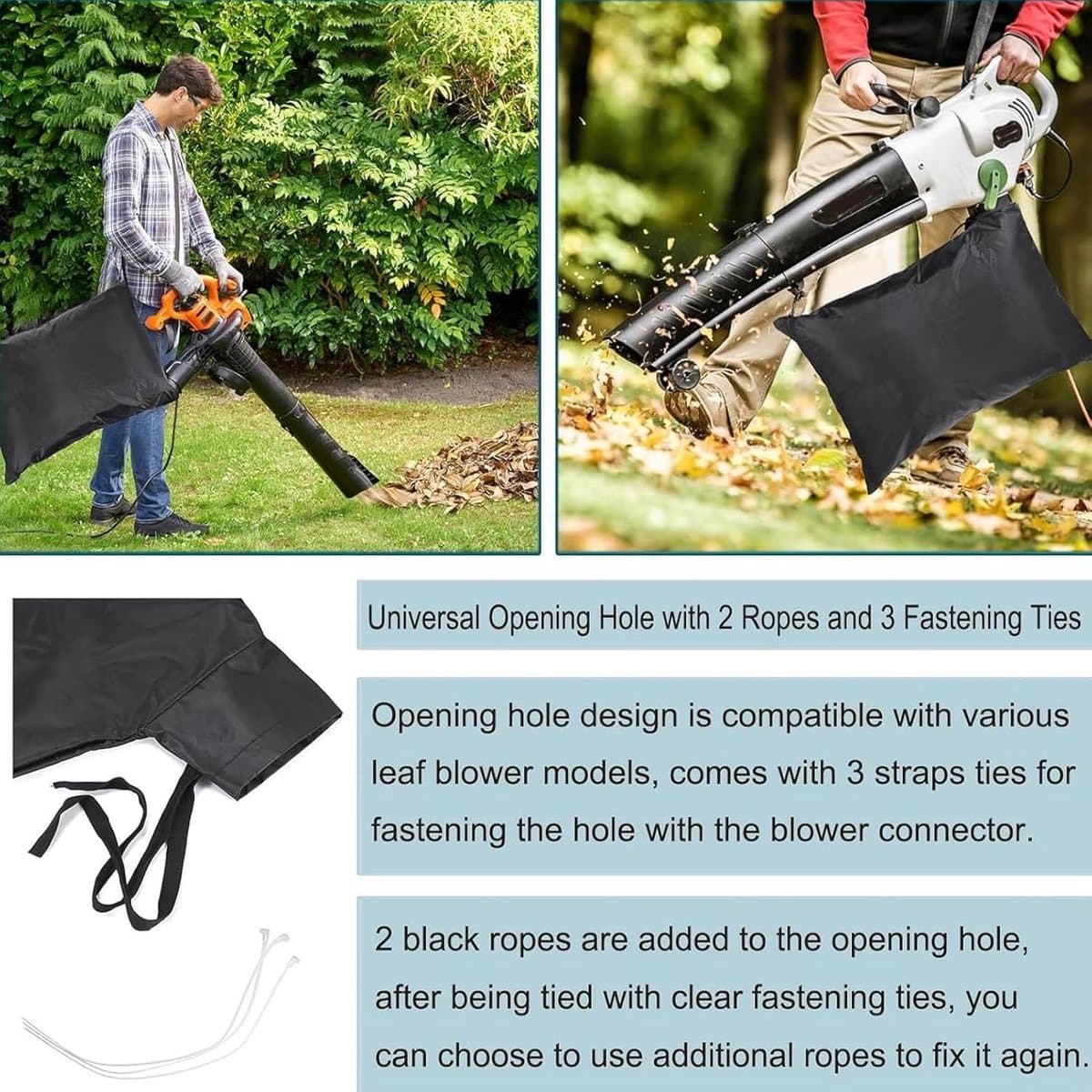 Opvangzak Bladblazer - Stofzuiger Zak - Tuinonderhoud Vereenvoudigen - Onderste Rits - 24 Gallon Capaciteit - Zwart — afbeelding 1