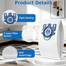 Stofzuigerzakken -Geschikt voor Miele Classic C1, Complete C2 & C3 - 23-delige set - 3D AirClean Efficiëntie - Inclusief Zelfsluitende Hygiënesluiting - Vervanging voor S400, S2, S5, S8 Series - Type 10123210 — thumbnail 4