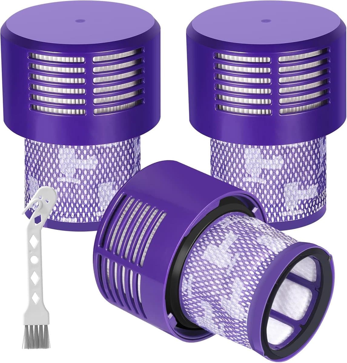 3-delige filtervervangingsset voor Dyson V10 Cyclone - V10 Absolute - V10 Animal - V10 Total Clean en V10 Motorhead - vervangt onderdeelnummer 969082-01 - inclusief 1 reinigingsborstel. — afbeelding 1