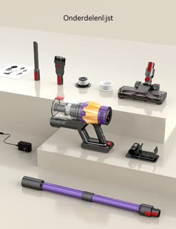 Steelstofzuiger Draadloos-Accu Stofzuiger-50 kPa Zuigkracht-60 Min Gebruiksduur-LED Display-HEPA Filter-Anti-Klit Borstel-Voor Tapijt Dierenharen Auto-1,5 L-Paars — thumbnail 5