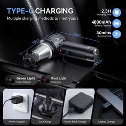 5-in-1 Draadloze Handstofzuiger en Blazer | 15000PA Zuigkracht | Stofblazer & Vacuum Sealer | 69dB Stil | Type-C | HEPA Filter | Noodhamer voor Auto en Huis — thumbnail 5