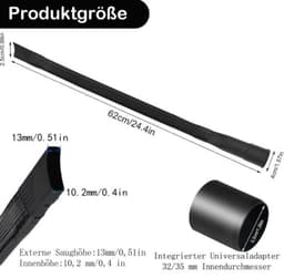 Lange verlengstuk voor platte zuigmond, accessoires, universele flexibele stofzuigmondstukken, stofzuigeropzetstuk, voegenzuigmond, stofzuigeraccessoires met 35/32 mm aansluiting, voor banken — thumbnail 5