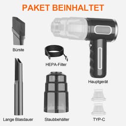 DESMIU Stofzuiger – Krachtige Zuigkracht – 31 X 14,5 X 6 Cm – Abs – Zwart – Voor Auto En Thuis – Draadloos En Compact — thumbnail 3