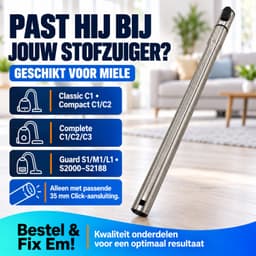 Fixem Zuigbuis geschikt voor Miele alle modellen - telescoopbuis Click Systeem 35mm - 62 tot 104 cm - RVS — thumbnail 5