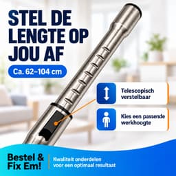 Fixem Telescoopbuis + Pistoolgreep Set geschikt voor Miele Stofzuigers - 35 mm Kliksysteem - 62 tot 104 cm - 9442601 — thumbnail 4